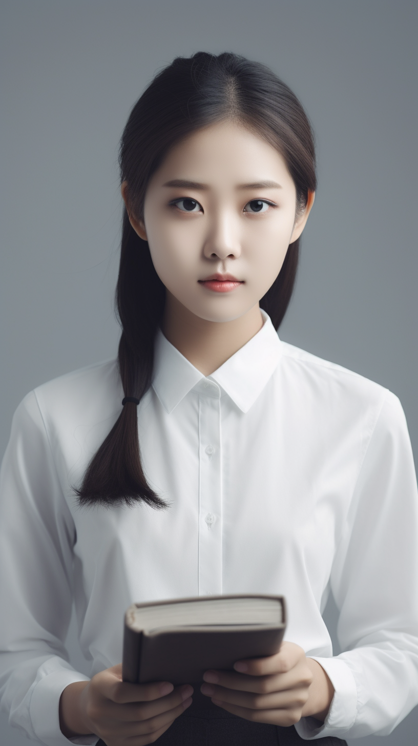 白衣女生手持书本清新文艺范