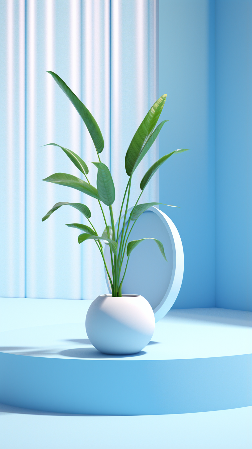 清新简约风白色花盆绿植电脑壁纸