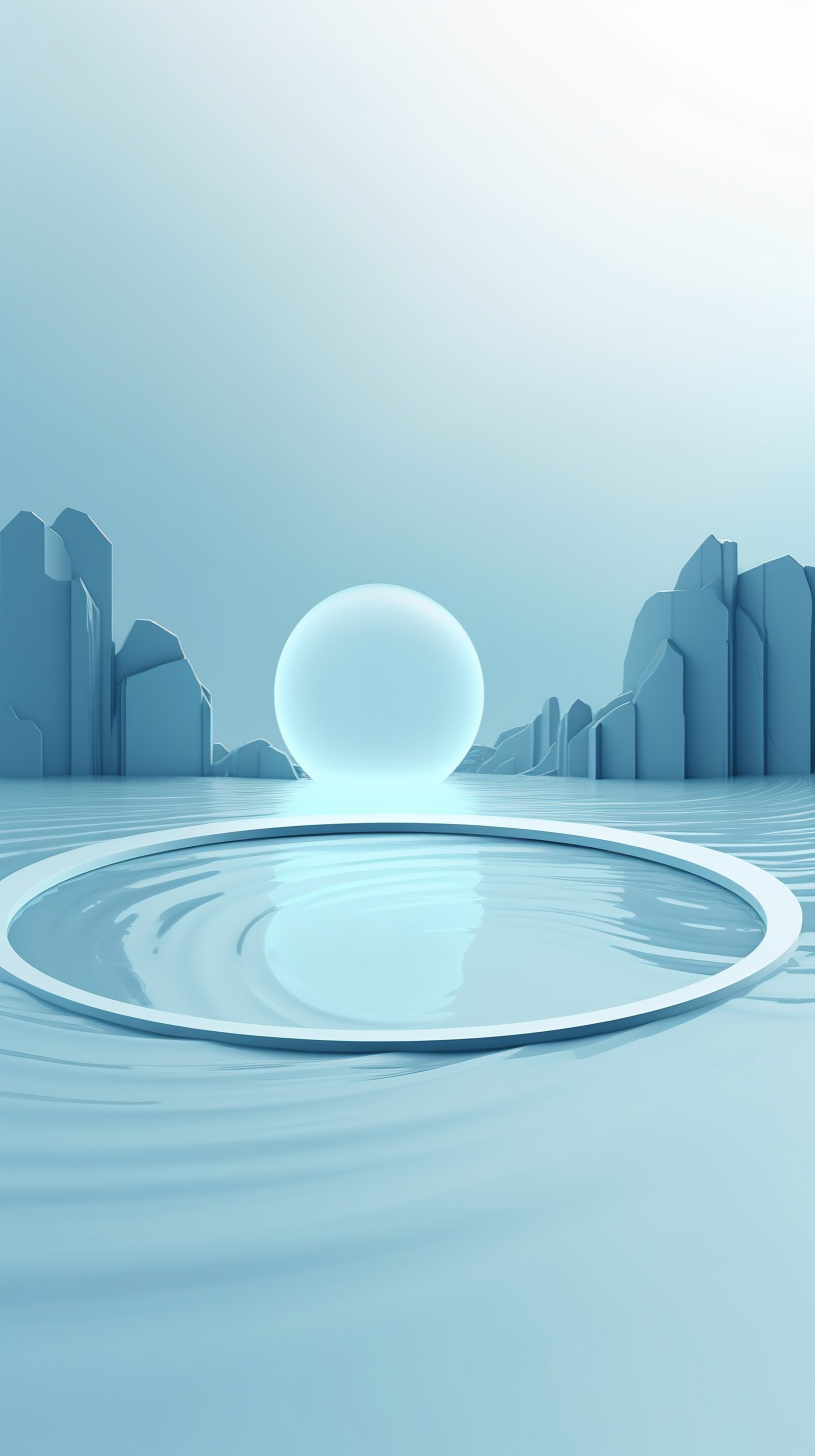3D风格浅蓝色球体水景图电脑壁纸