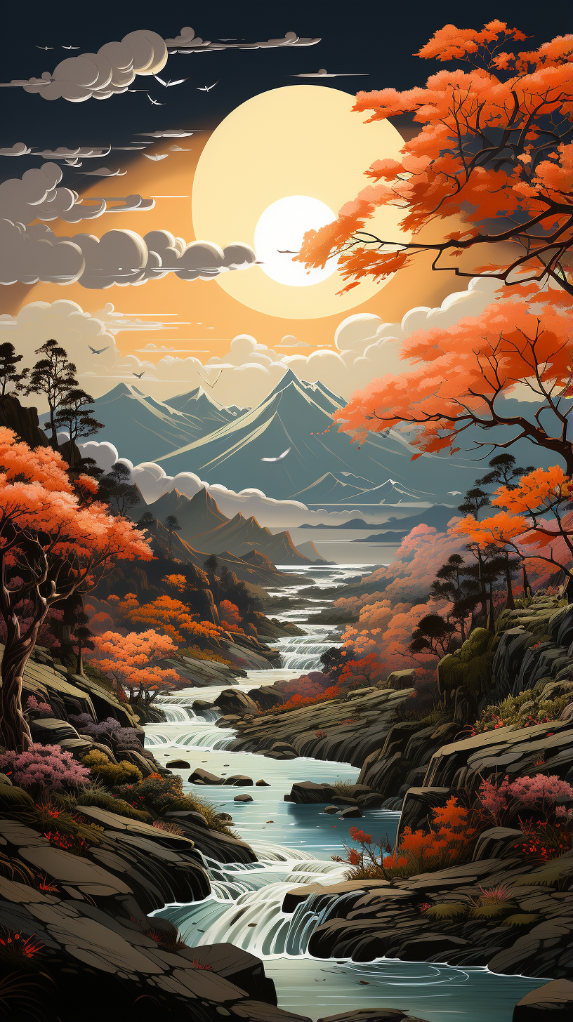 壮丽山河图自然美景的手机壁纸素材