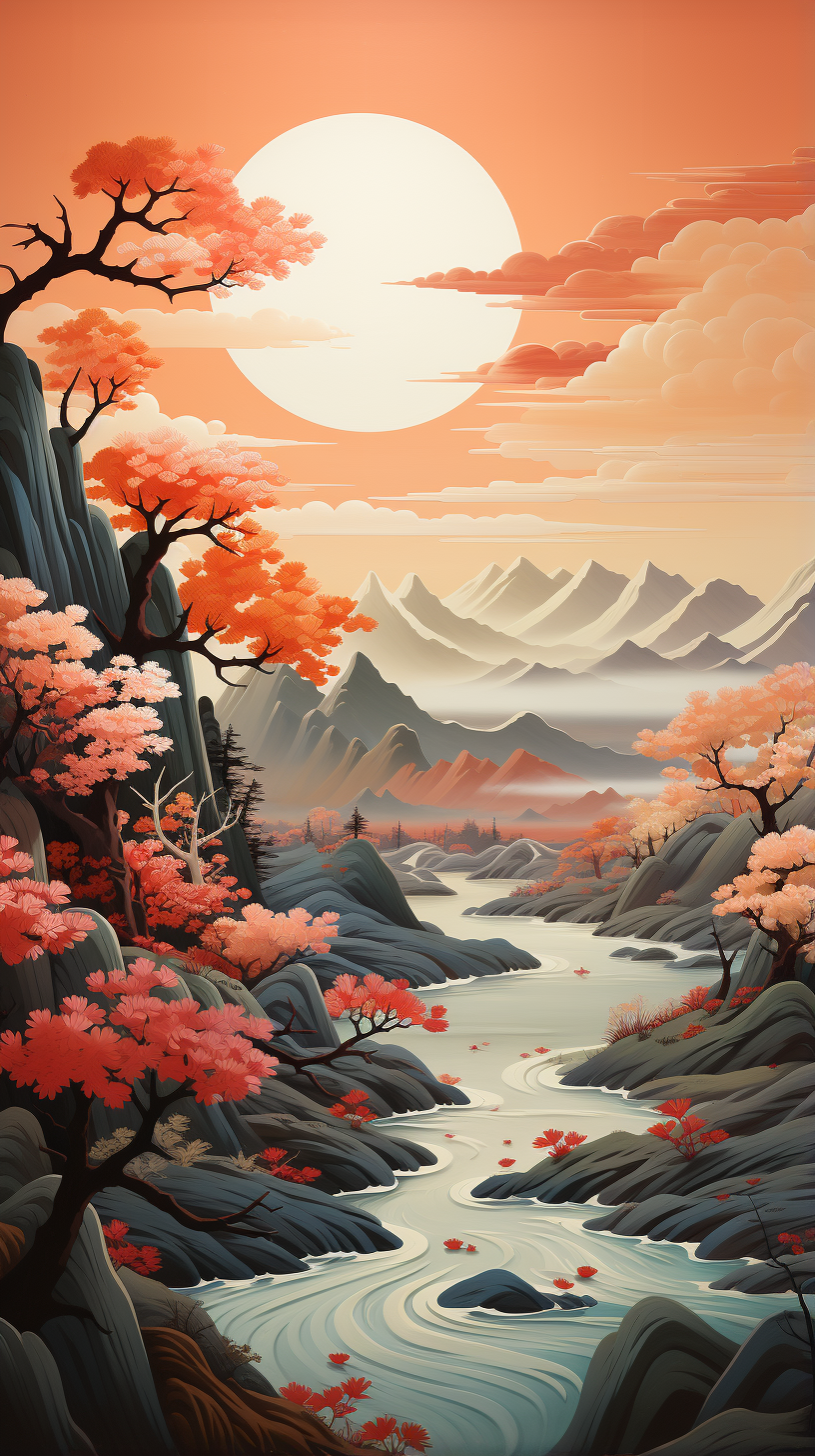 中国风山川河流风景图电脑手机壁纸