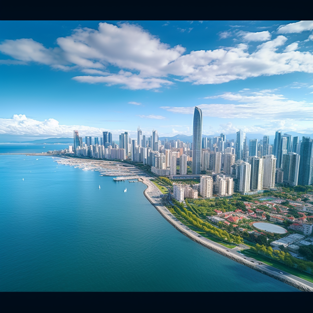 滨海城市的壮阔景致 电脑壁纸