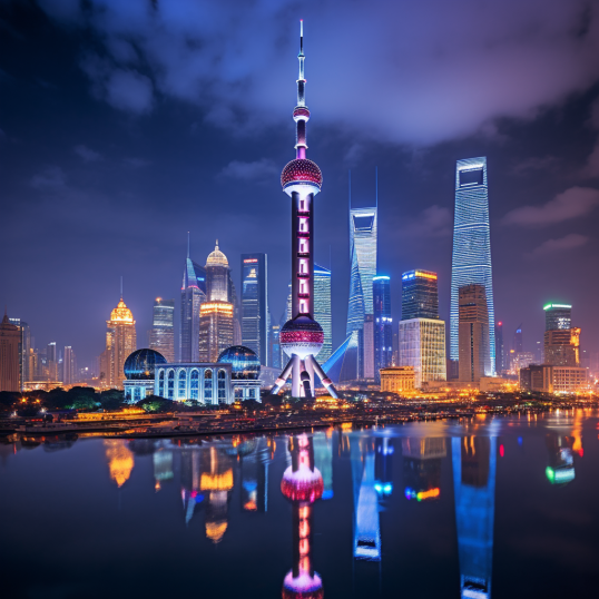 上海东方明珠夜景 城市地标电脑壁纸