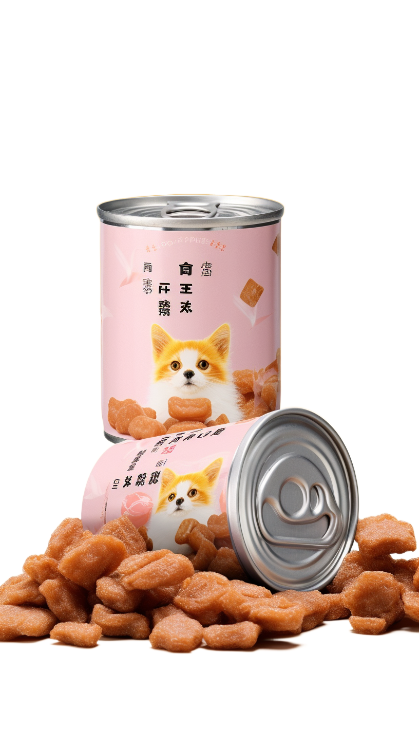 可爱猫咪图案的宠物零食罐头宣传图