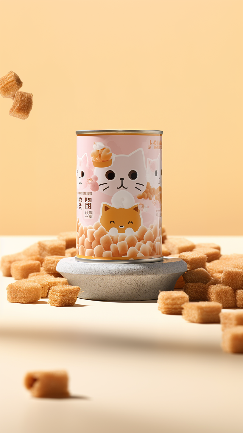 可爱猫咪图案的零食罐头宣传图
