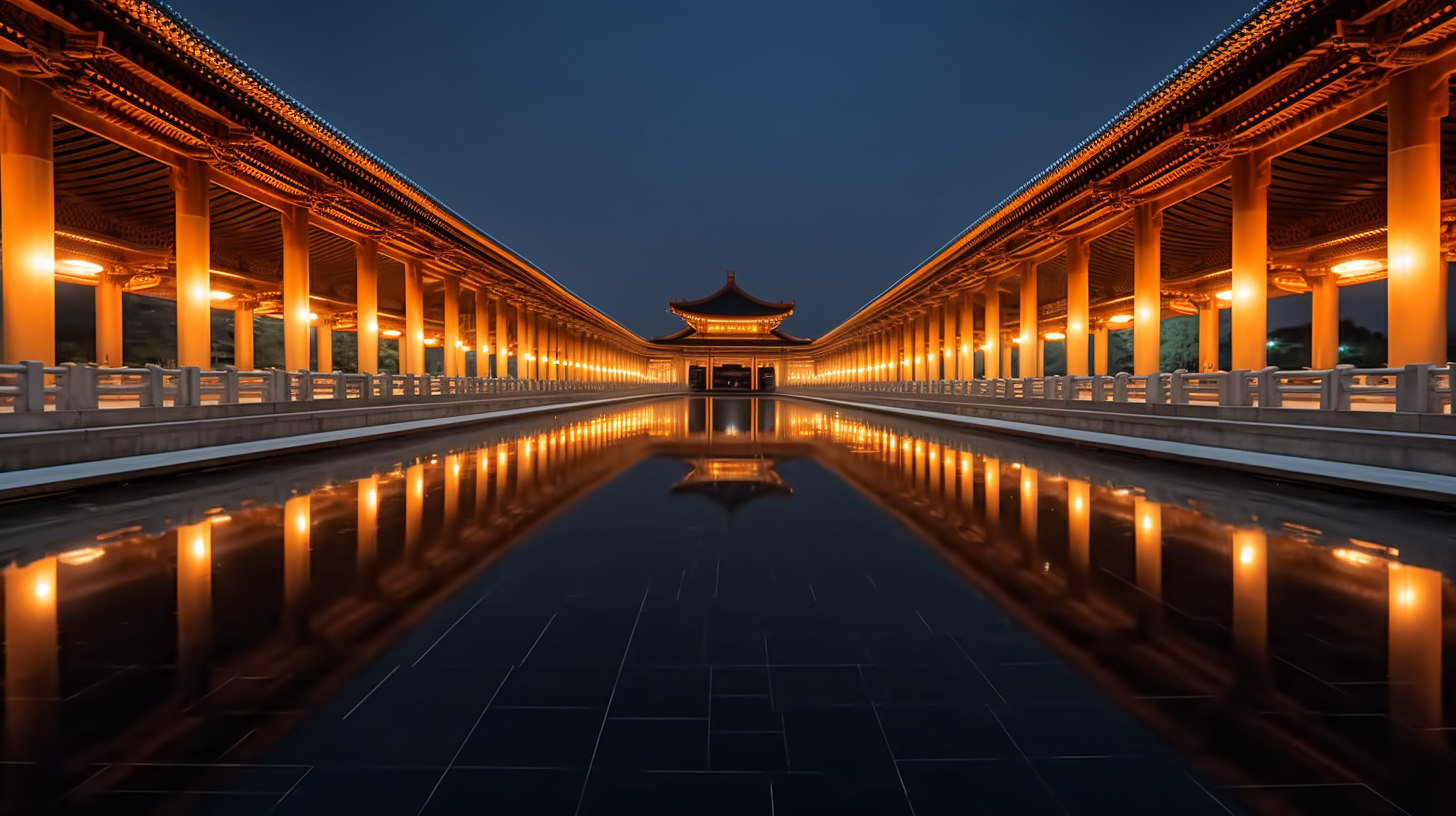 古色古香古建筑夜景图尽显中国风之美