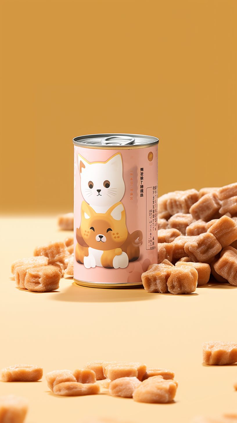 可爱猫咪图案罐头美味宠物零食