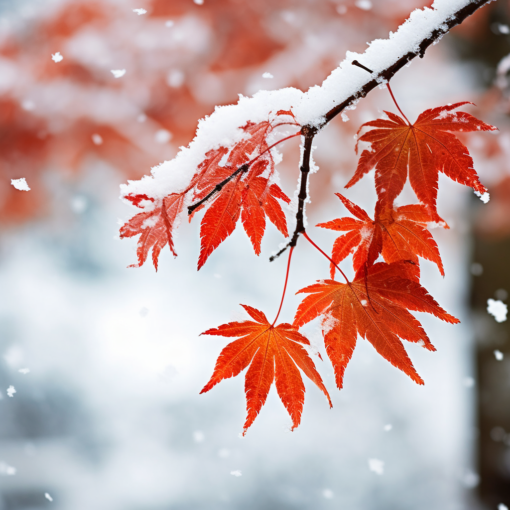 雪中美如画的红叶手机壁纸素材