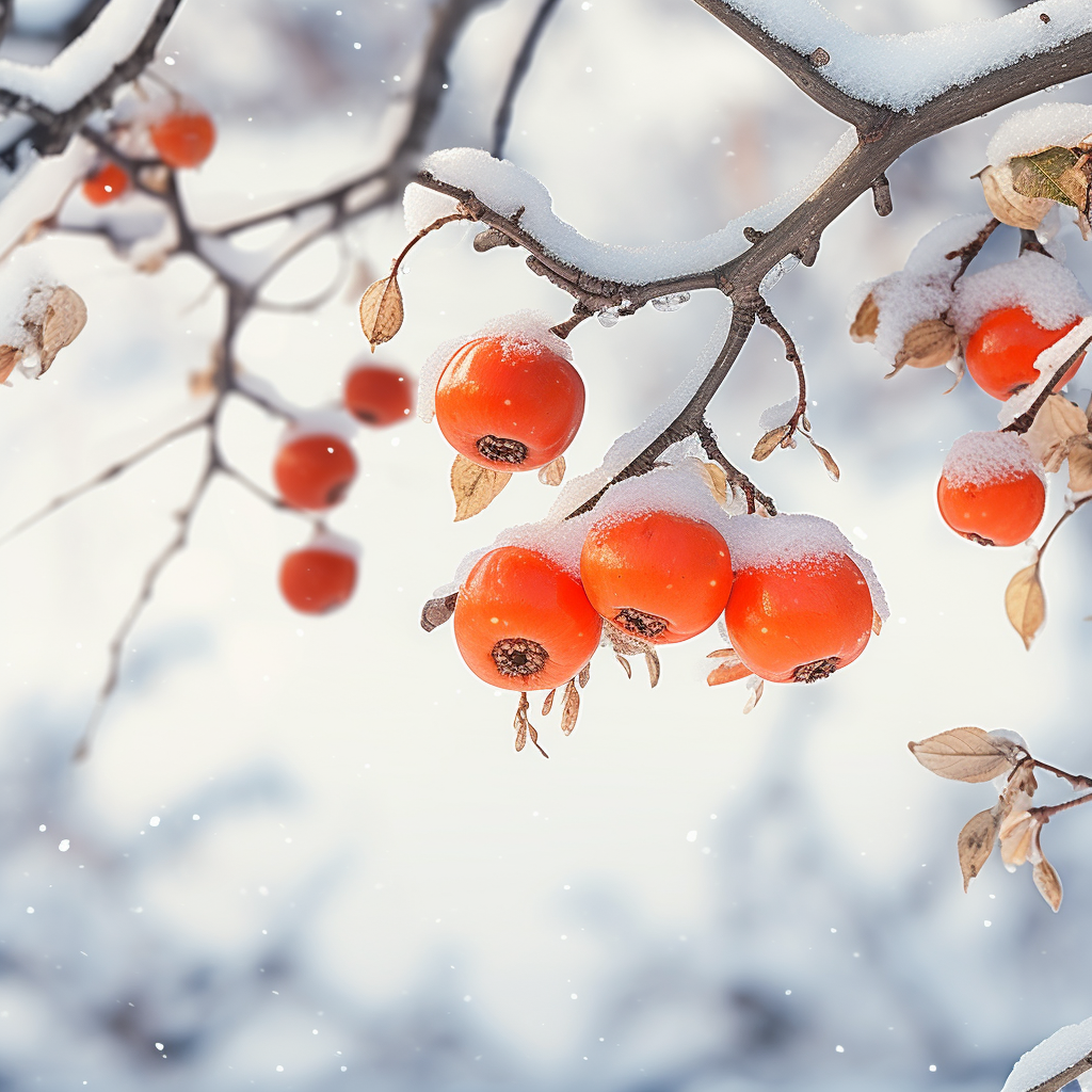 枝头雪覆红果 冬日美景尽显
