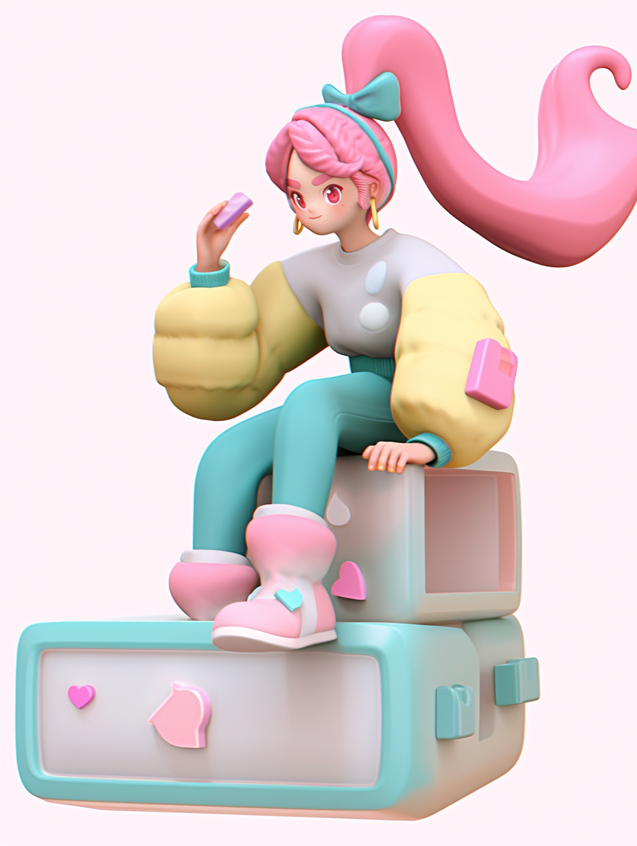 可爱少女形象的3D动漫手机壁纸