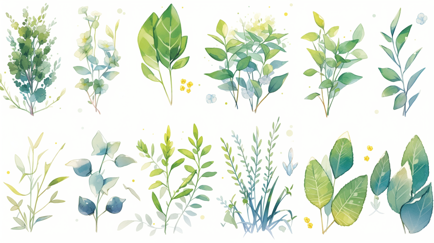 清新水彩绿植插画宣传物料