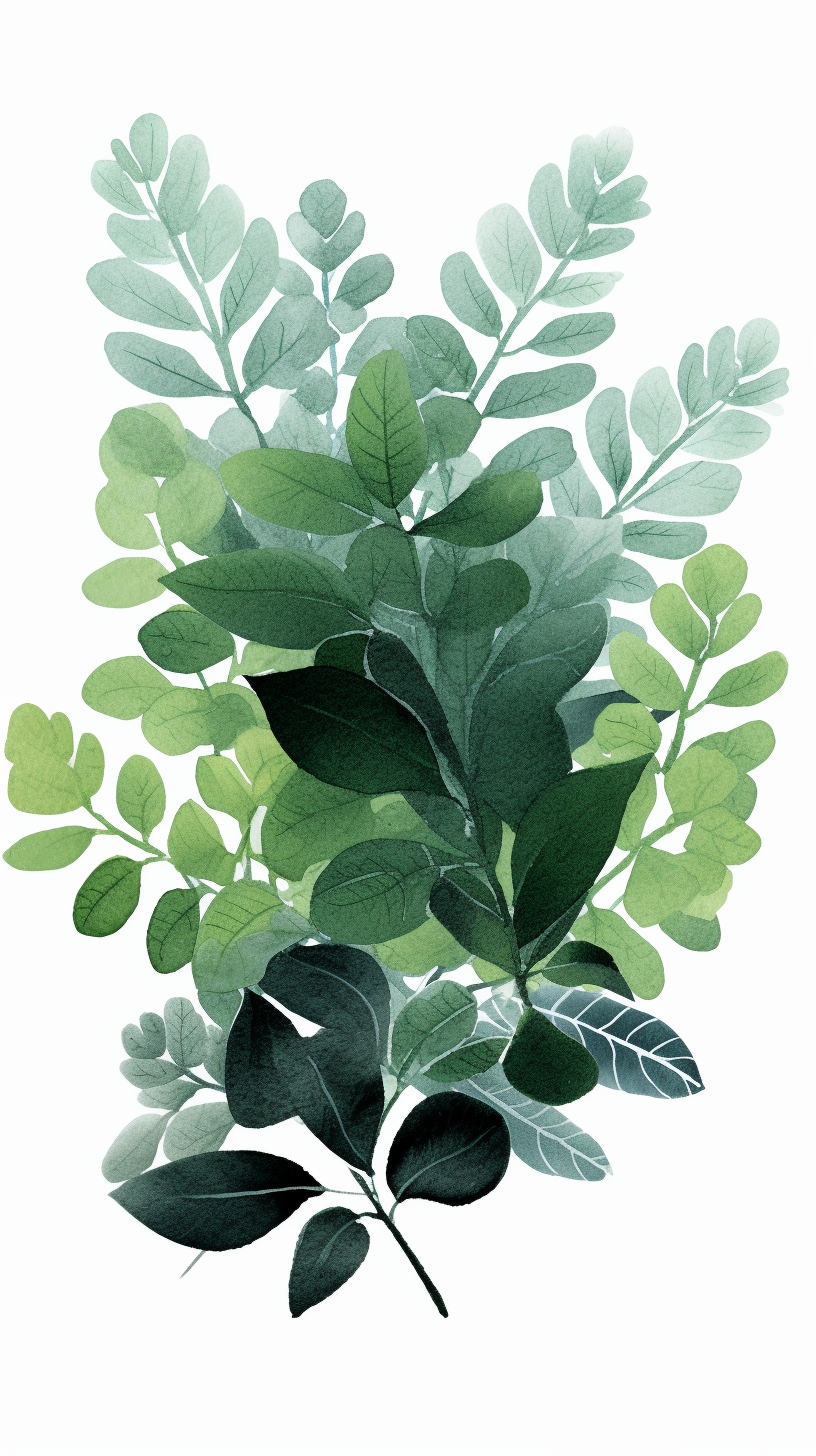清新绿植水彩画手机电脑壁纸