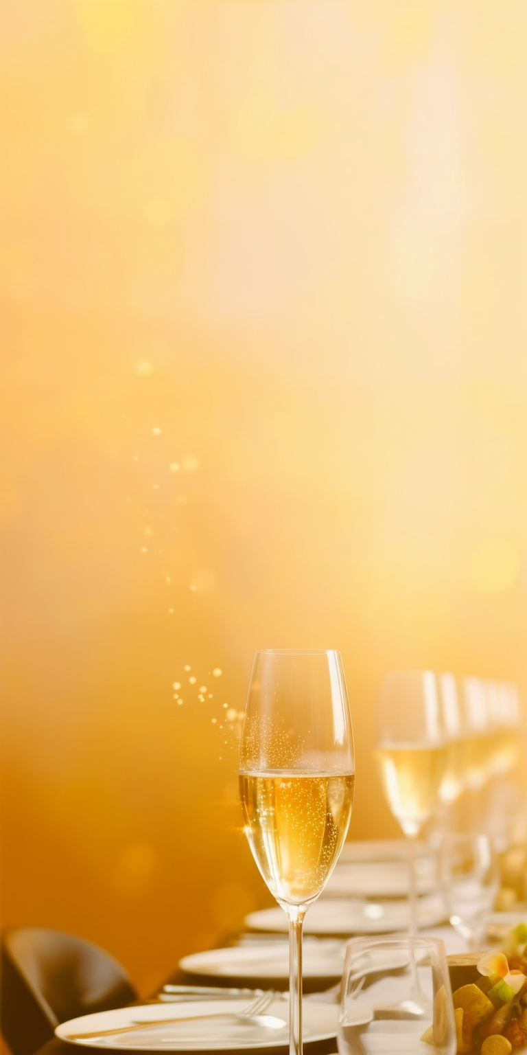 金黄背景下的香槟酒杯高端优雅氛围