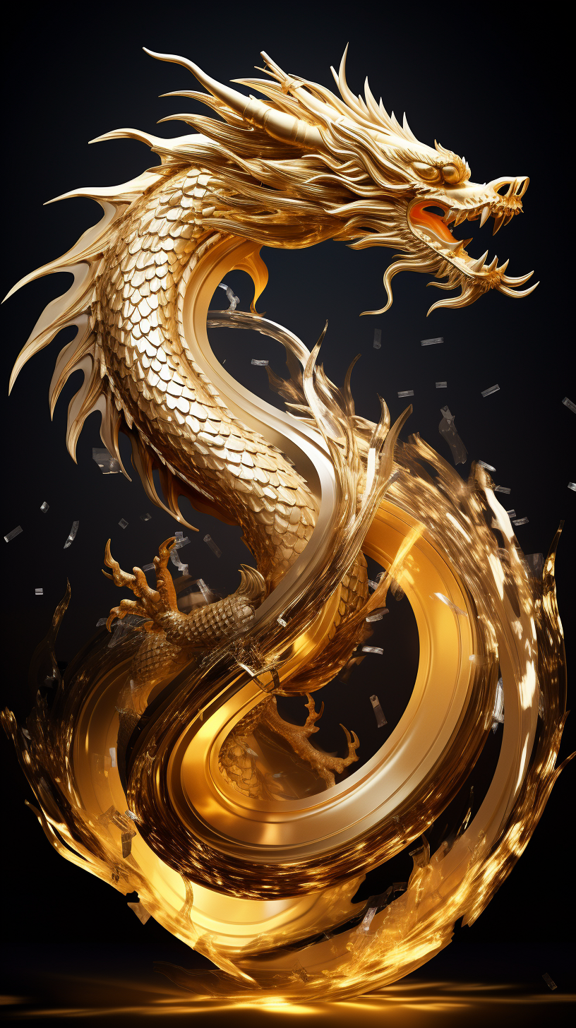 华丽金龙3D形象手机壁纸