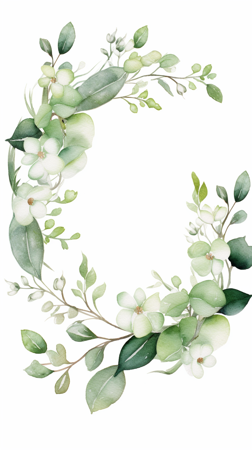 清新绿植花环水彩画宣传物料