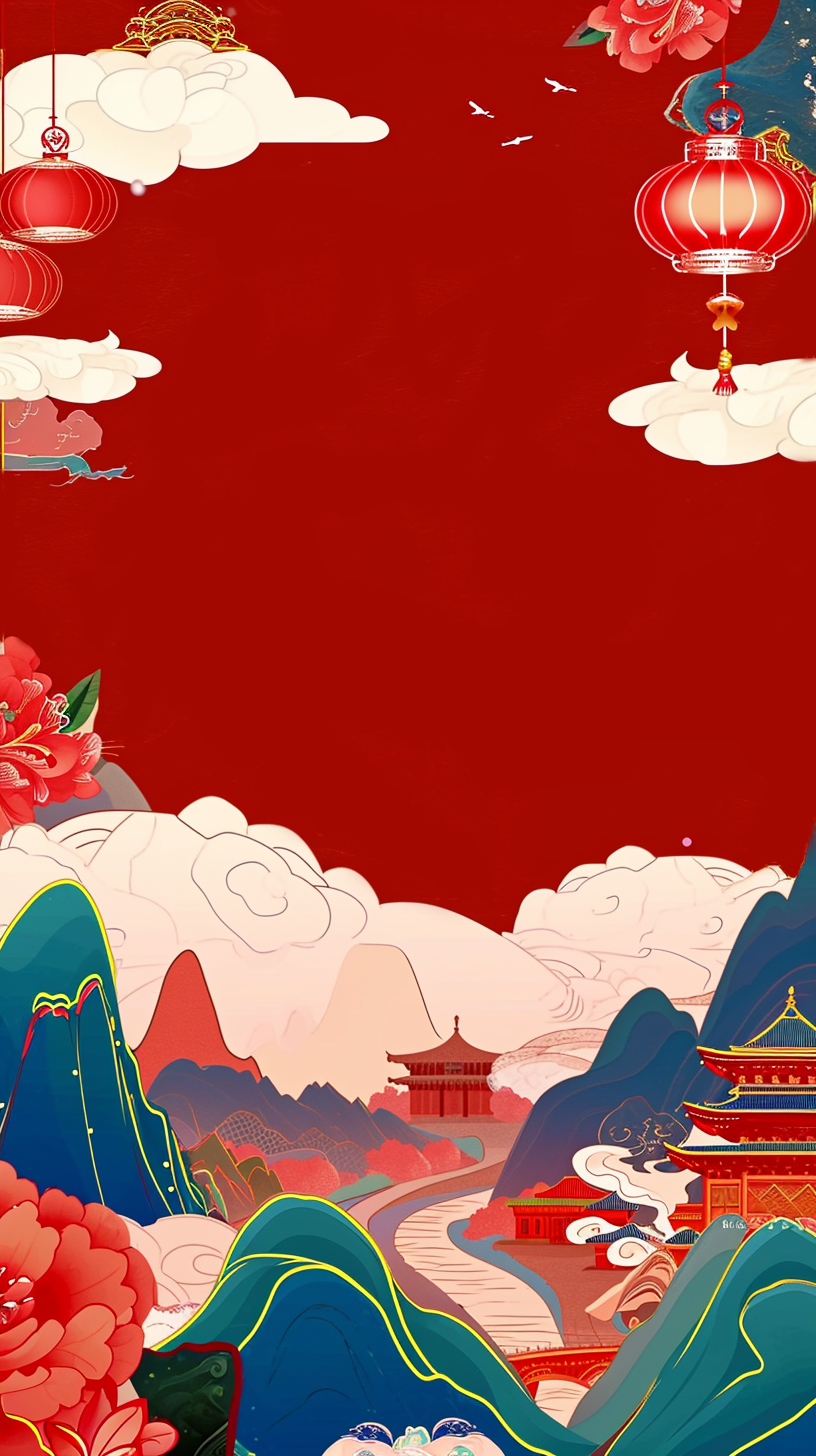 中国风古建筑风景图 喜庆手机电脑壁纸