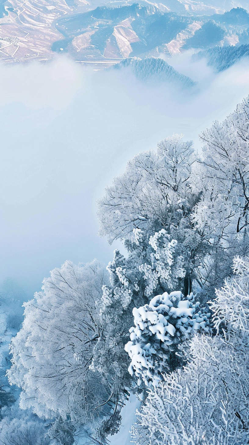 冰雪覆盖树木的唯美雪山风景电脑壁纸
