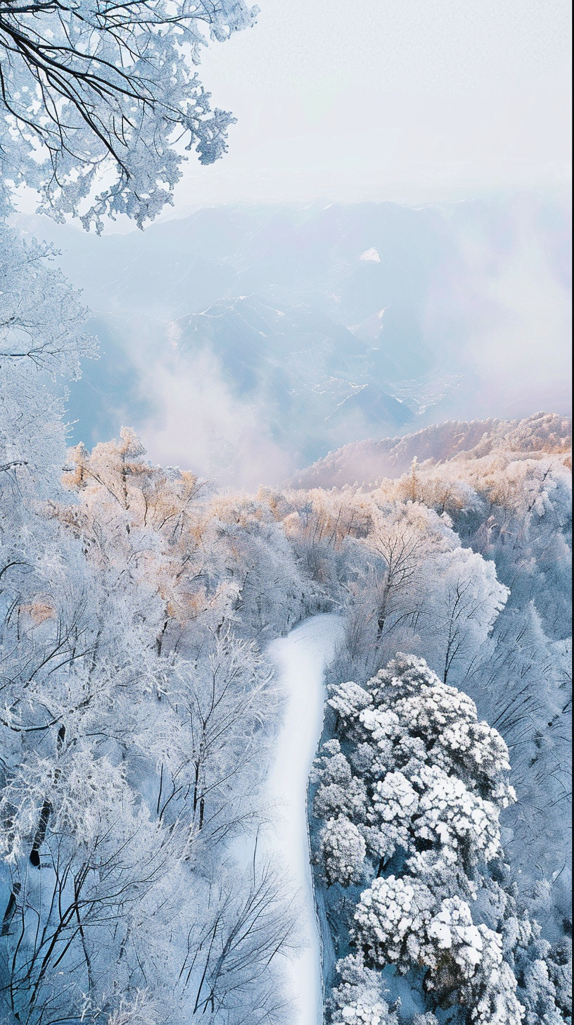 银装素裹的雪山美景冬日风情