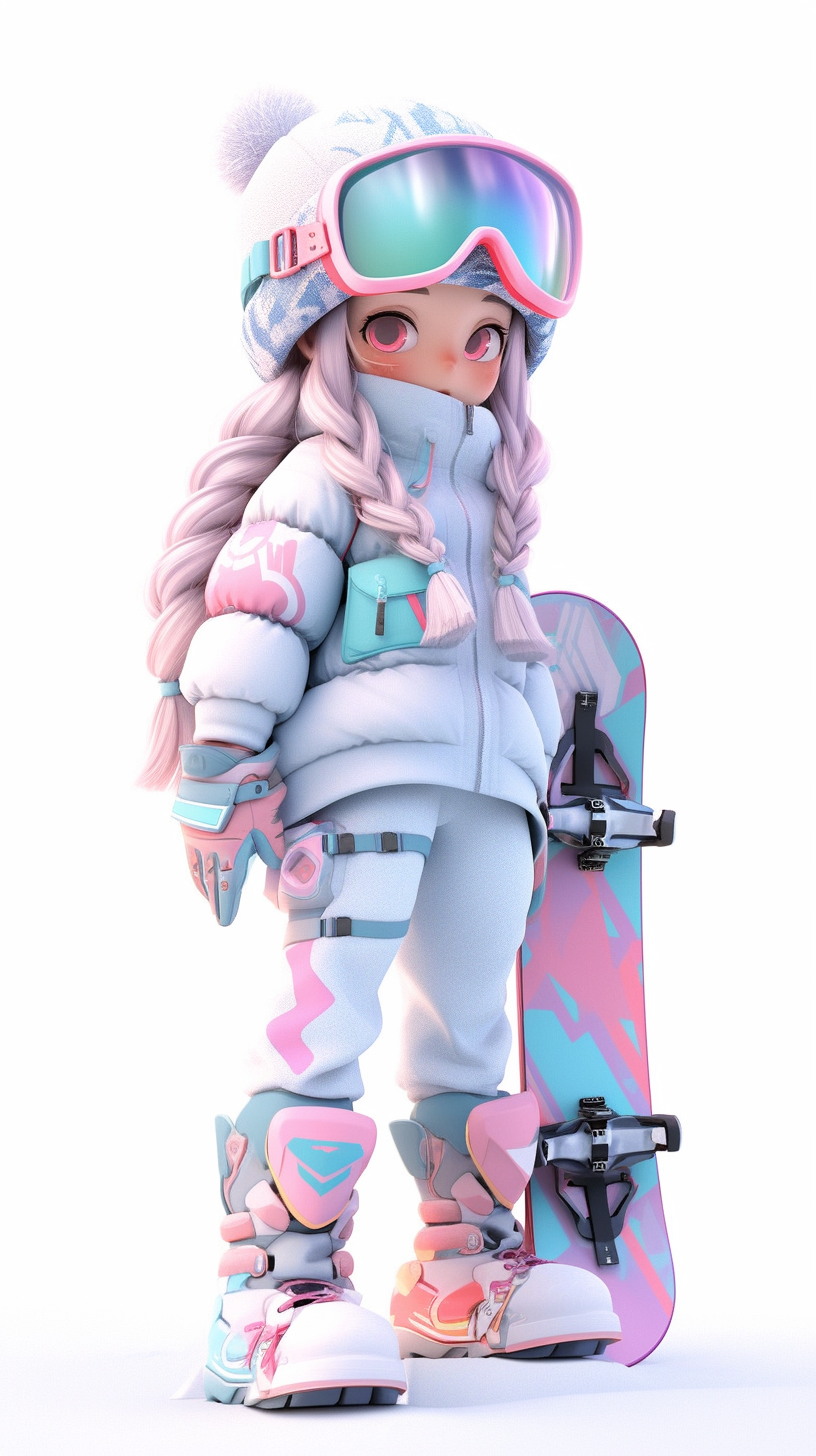 可爱少女滑雪装备展示时尚运动风