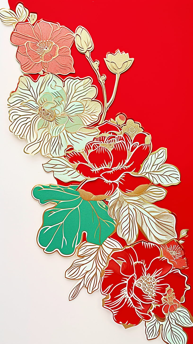 中国风花卉图案精美手机壁纸设计素材