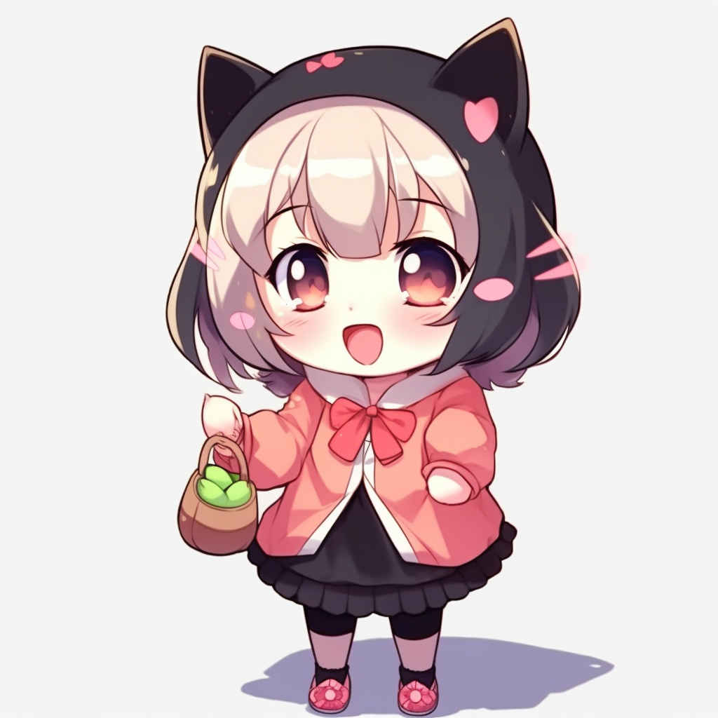 可爱猫耳少女提篮图壁纸