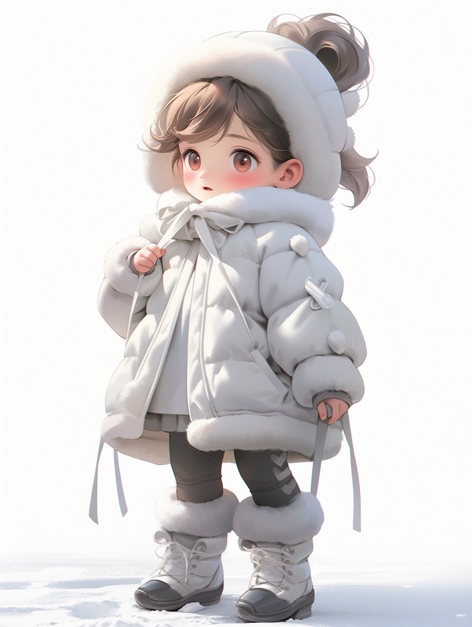 可爱小女孩冬季穿搭壁纸