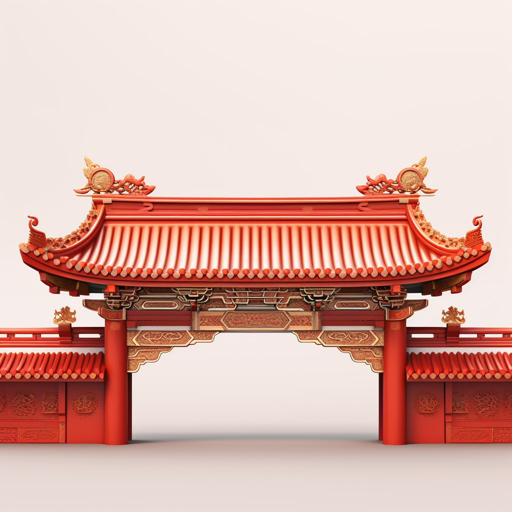 精美中国风古建筑牌坊3D模型设计素材