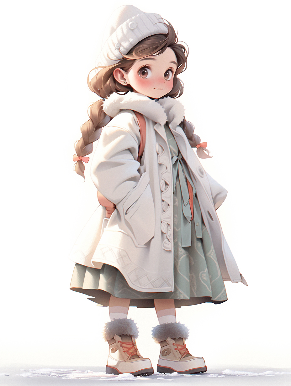 可爱女孩冬季穿搭 时尚服饰箱包展示图