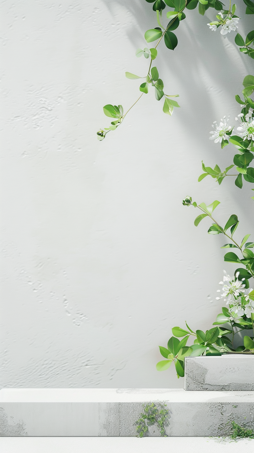 清新绿植装饰的简约纹理背景图