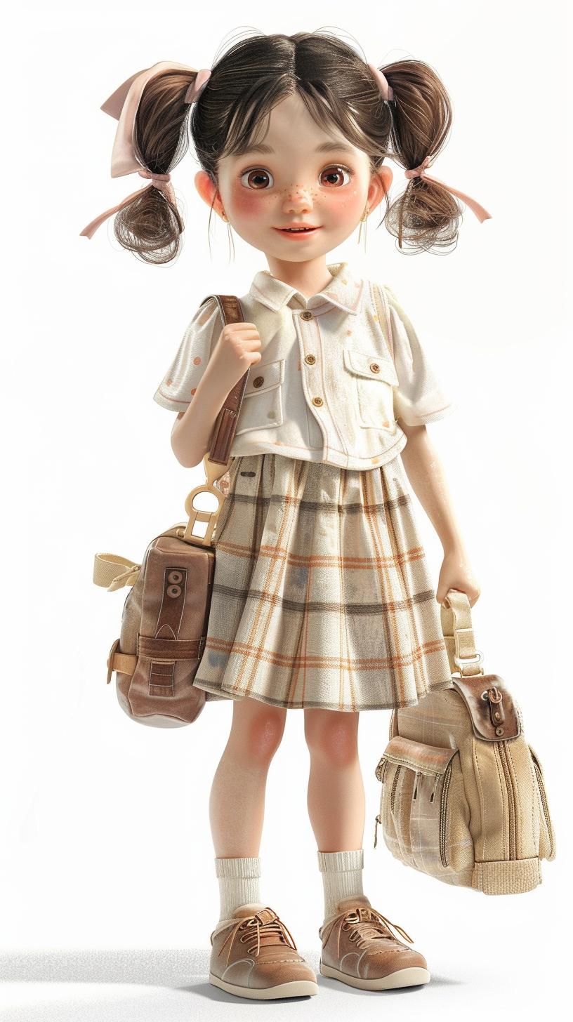 可爱女孩穿搭展示服饰箱包宣传物料图
