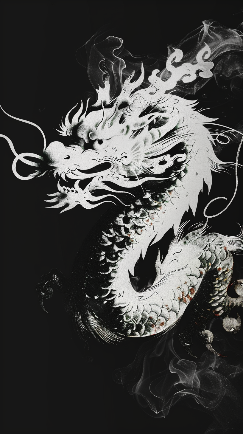 水墨风格的龙纹壁纸中国风魅力