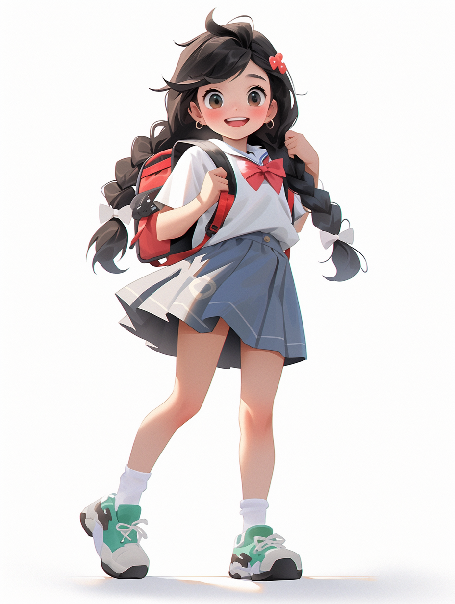背着书包的可爱女学生形象壁纸