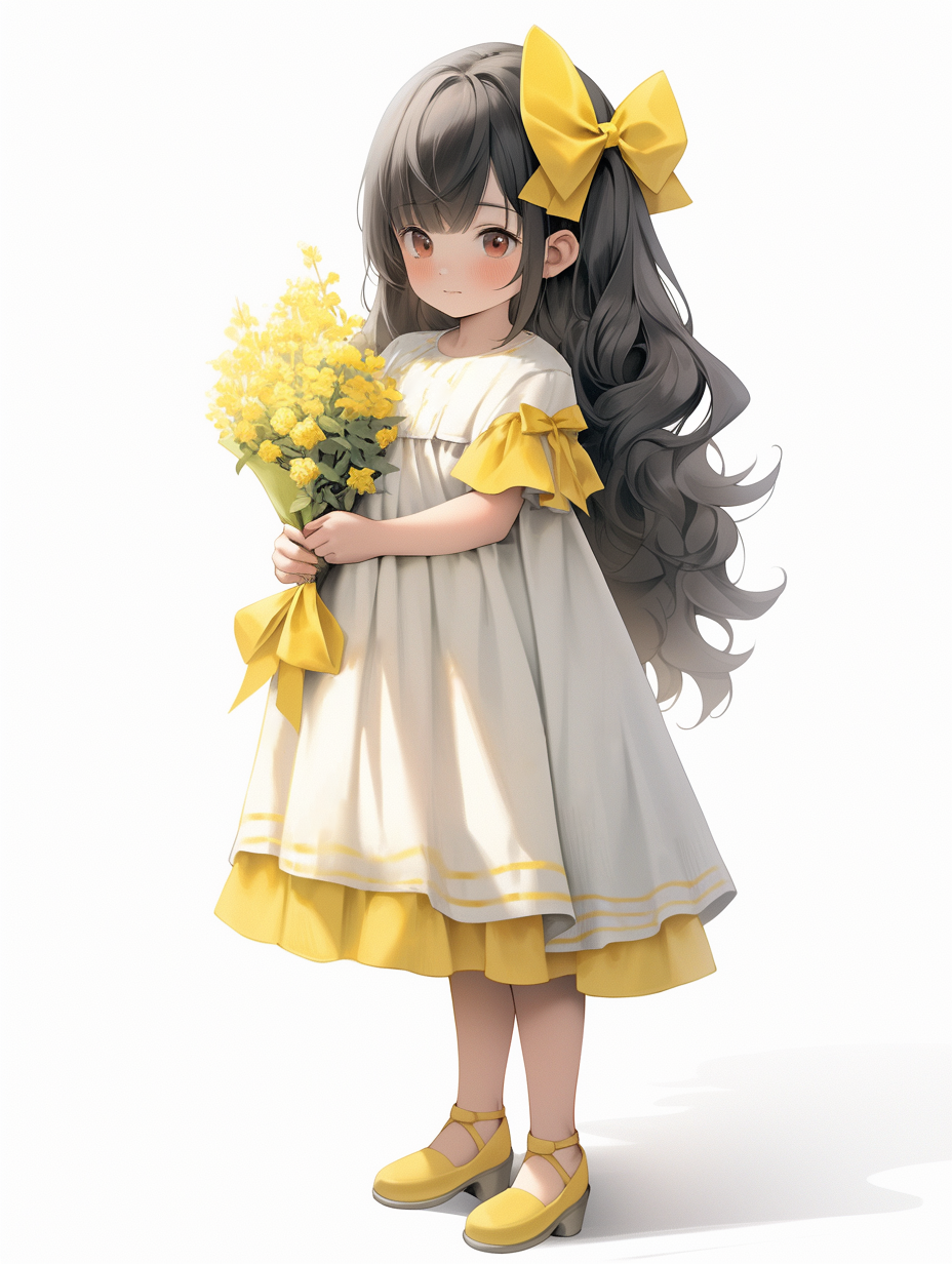 可爱女孩手持鲜花 萌系儿童服饰箱包展示