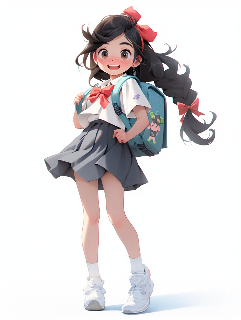 可爱少女背着书包的3D学生形象宣传图