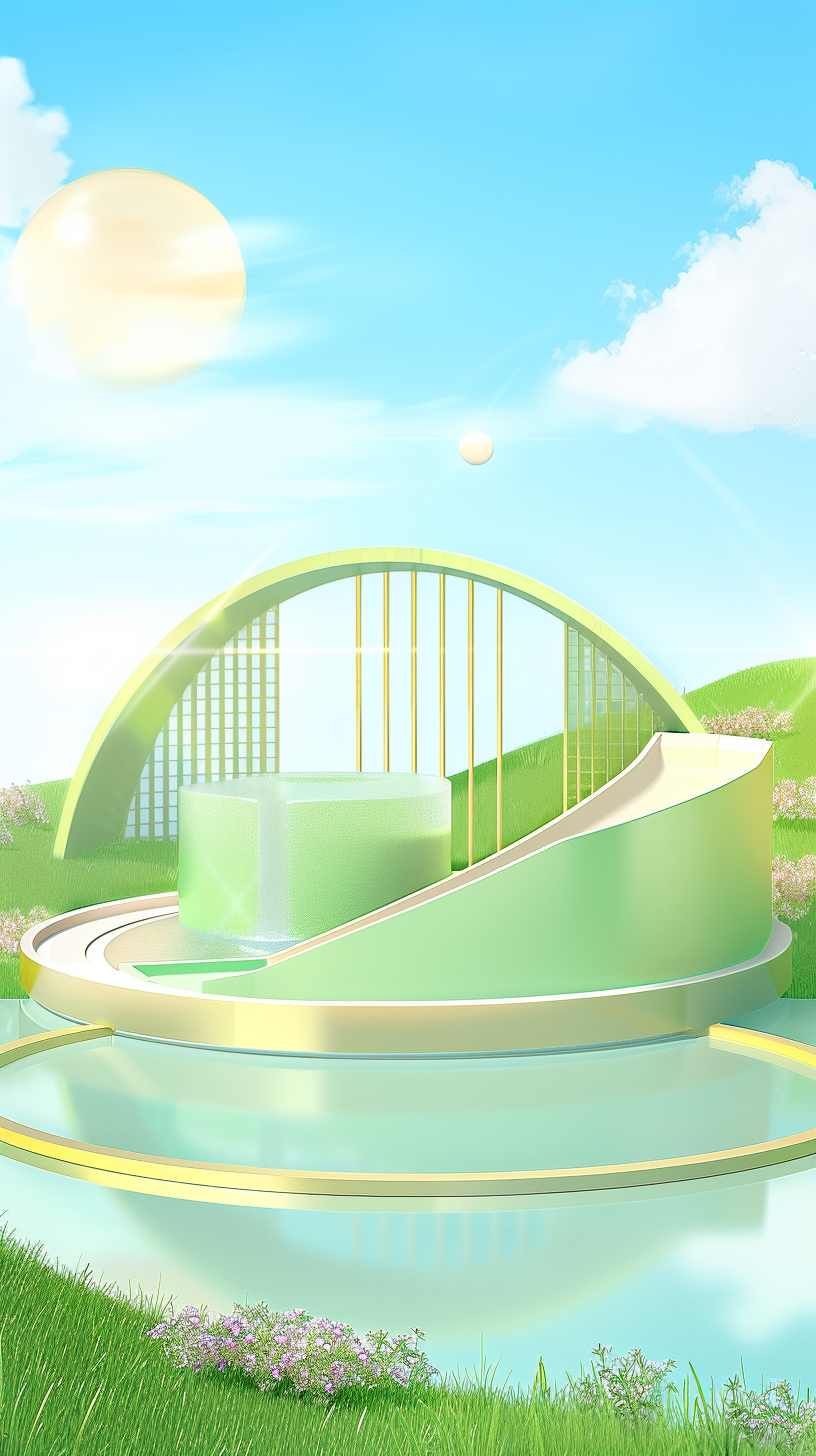 清新3D风格的绿植景观壁纸