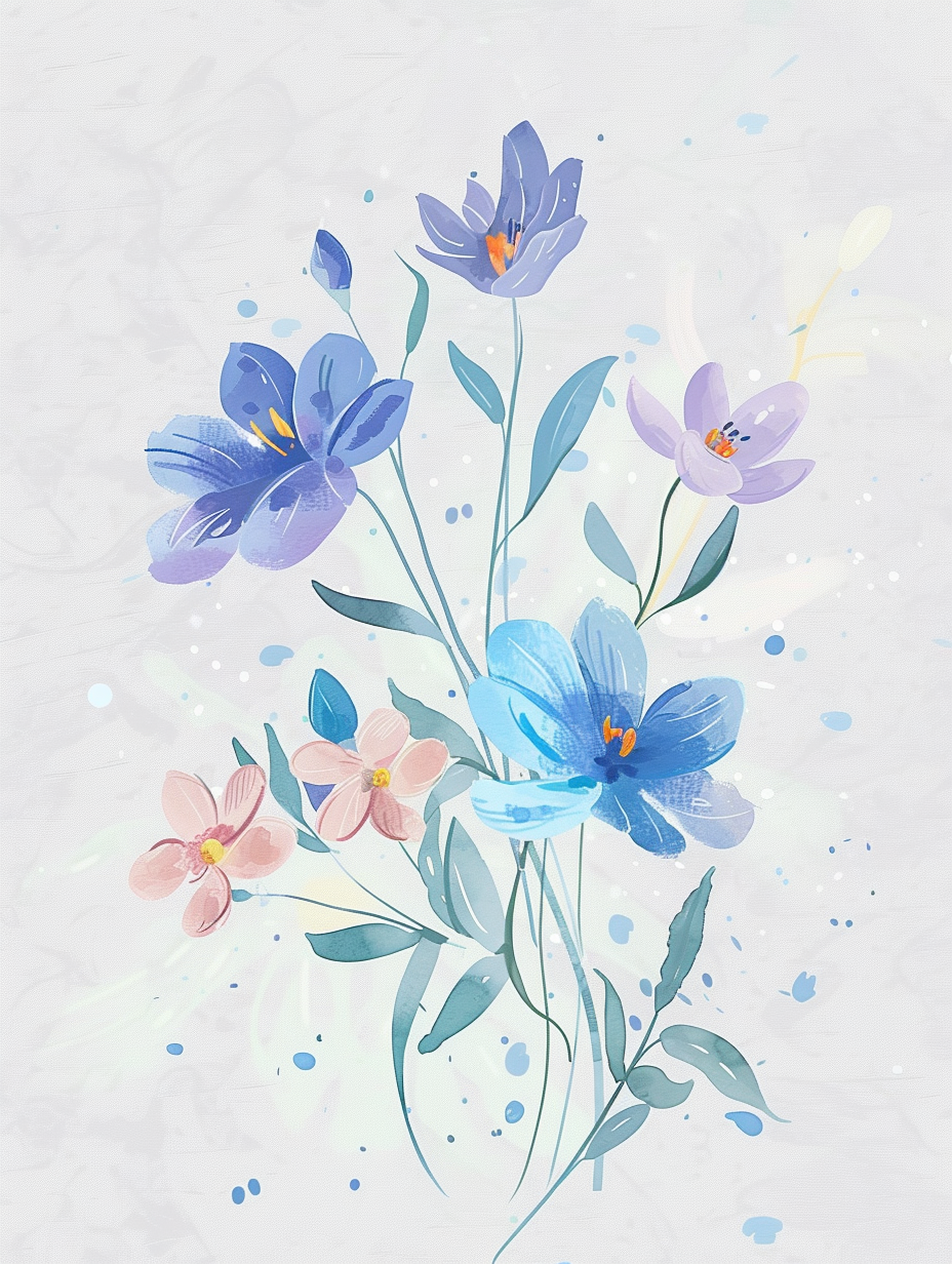 清新水彩风花朵图案壁纸