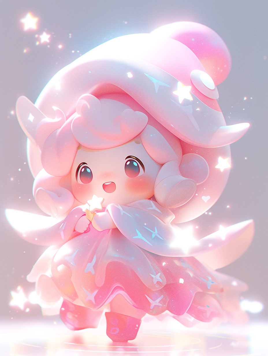 可爱3D风格的粉色魔法少女形象宣传图