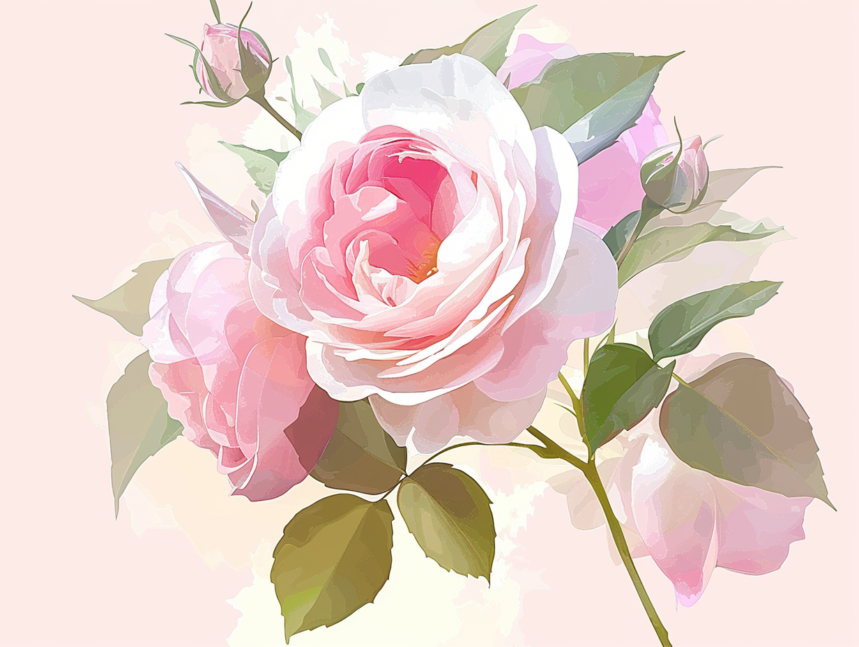 唯美粉色玫瑰插画浪漫情人节宣传图