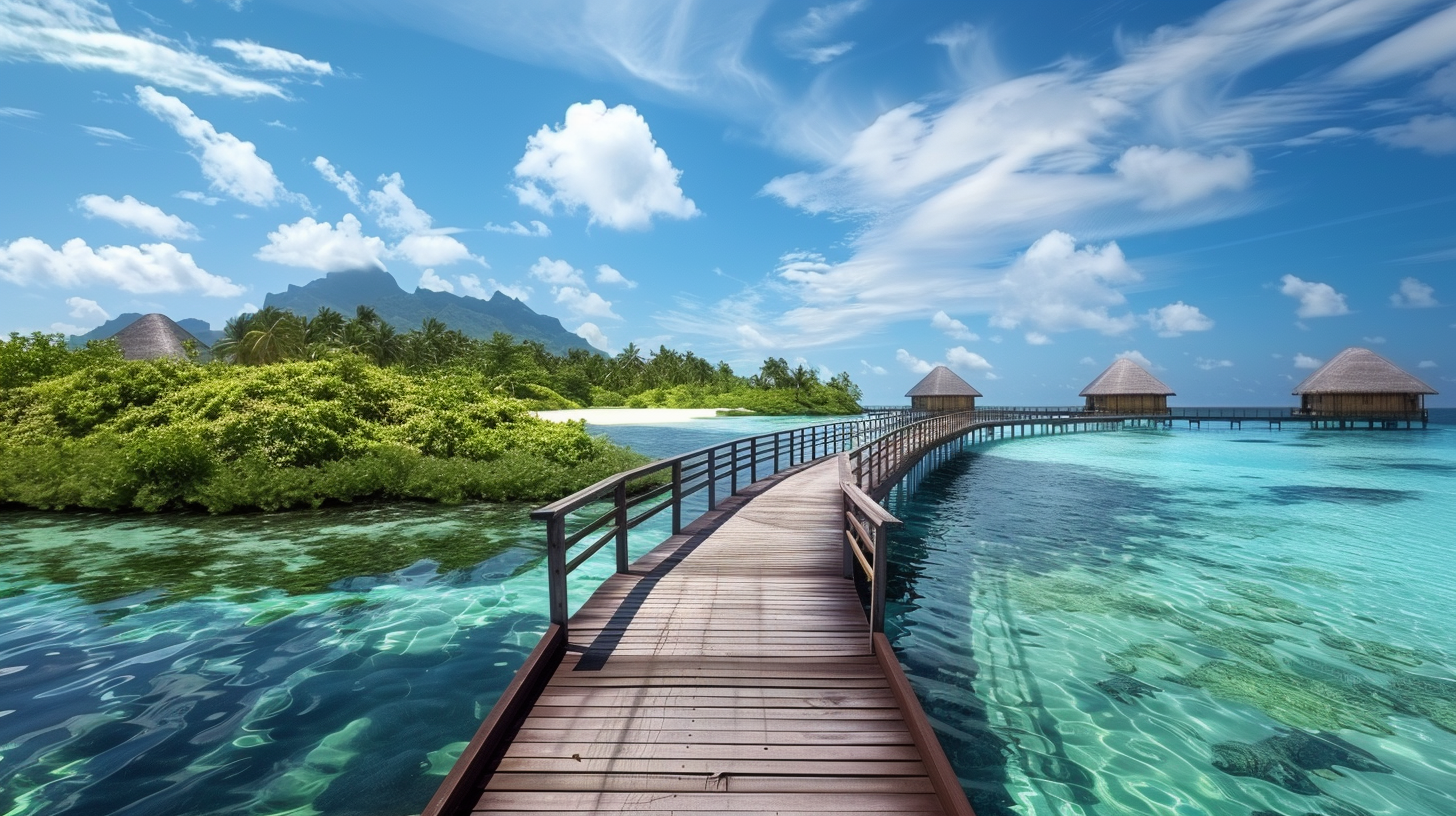 水上栈桥美景 热带风情壁纸