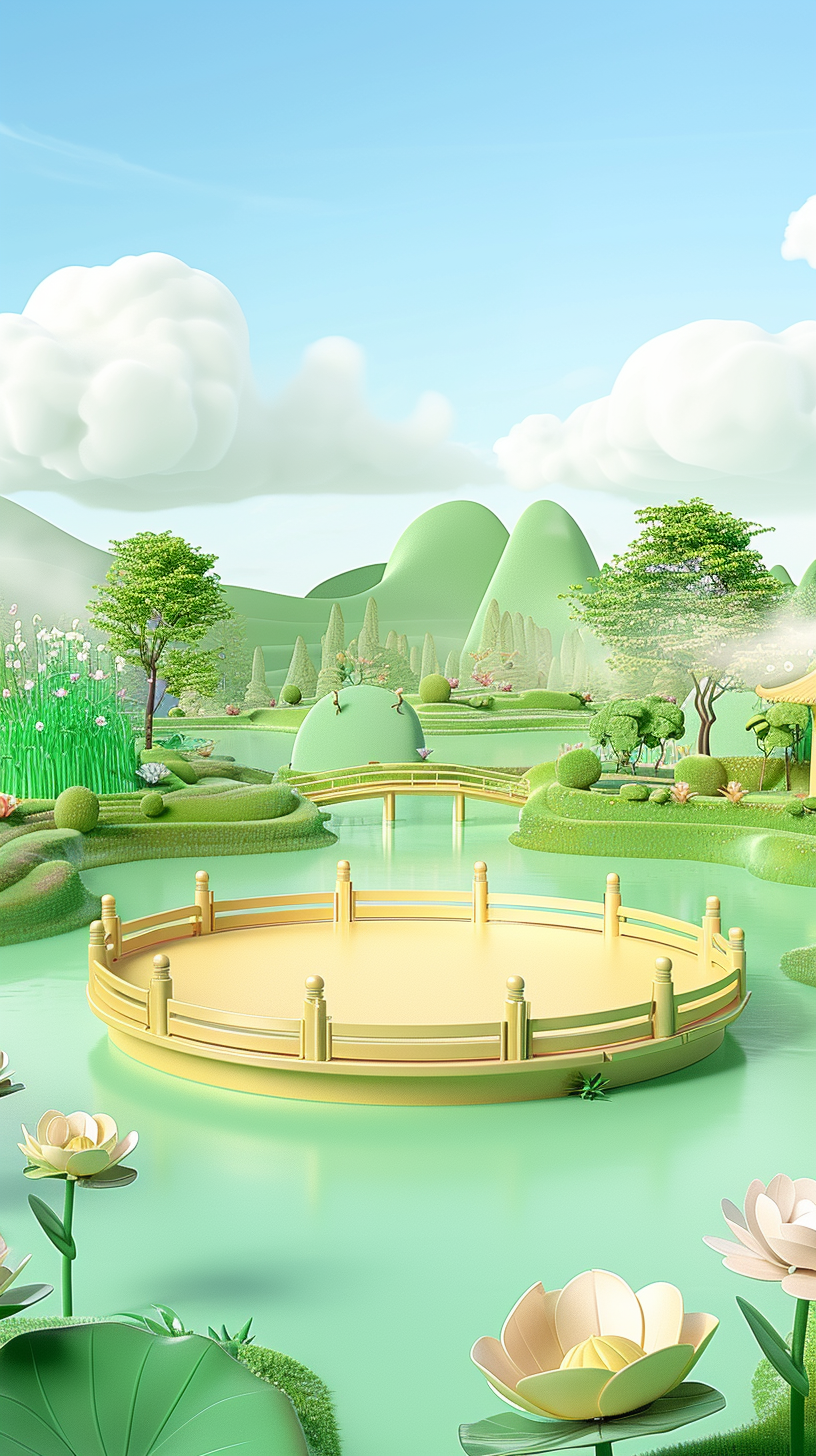 清新可爱的湖泊3D壁纸