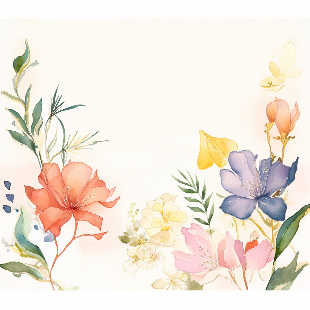 多彩花卉水彩画 清新壁纸自然之美