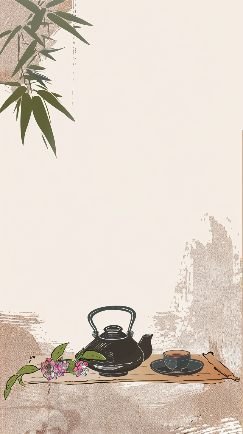 古风茶壶茶杯图中式淡雅背景韵味