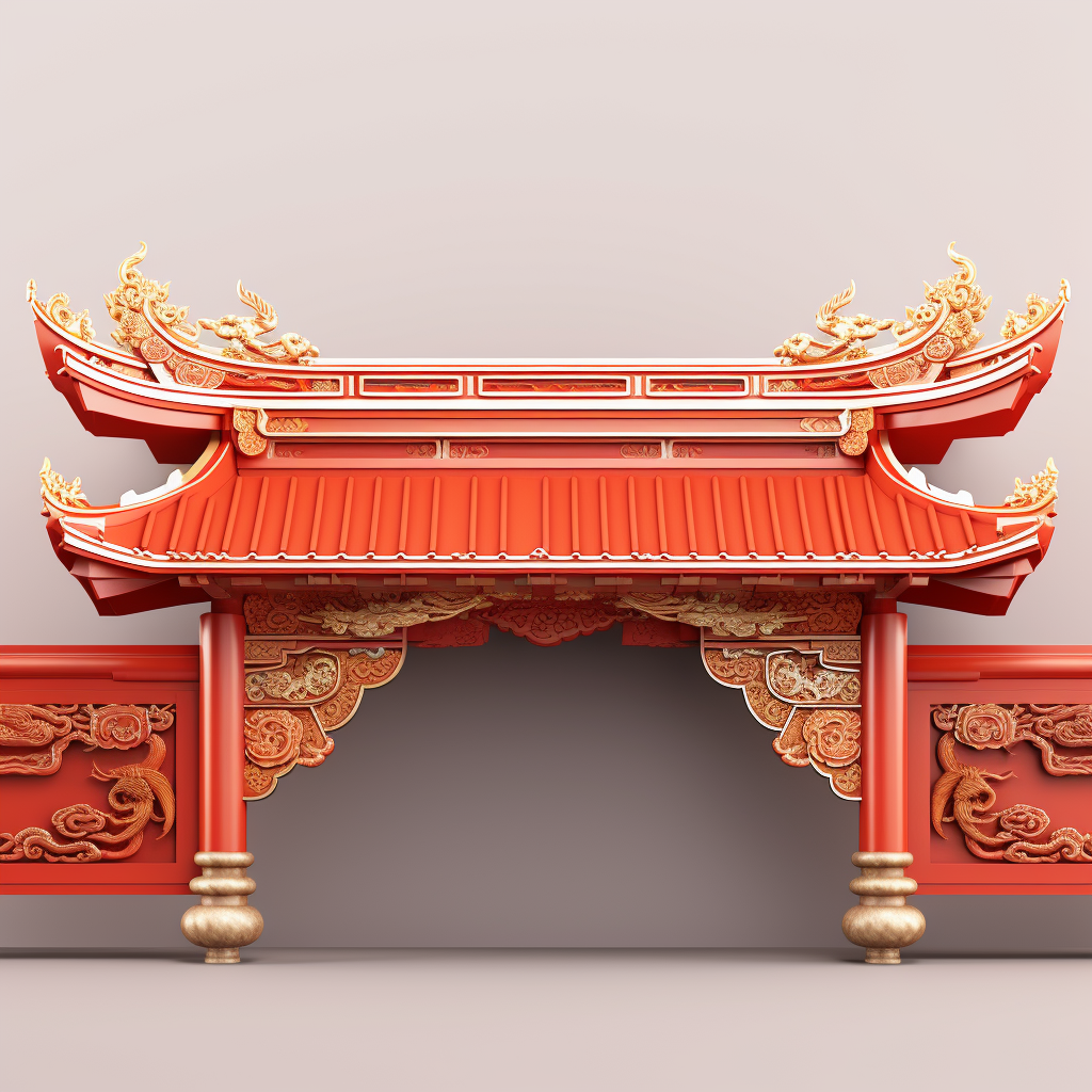 精美中式古建筑牌楼3D模型图喜庆来袭