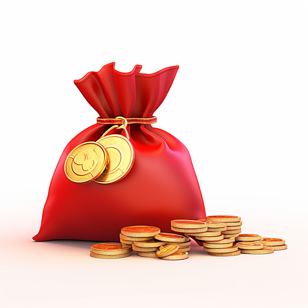 喜庆红色钱袋金币图金融行业宣传物料
