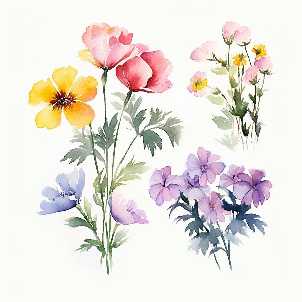 多彩水彩花卉图壁纸
