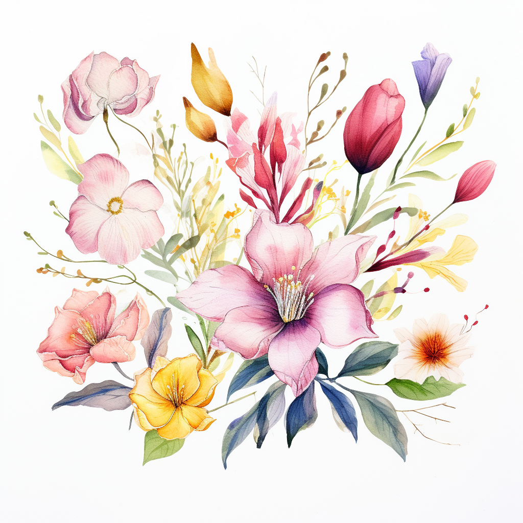 缤纷多彩鲜花水彩画宣传物料