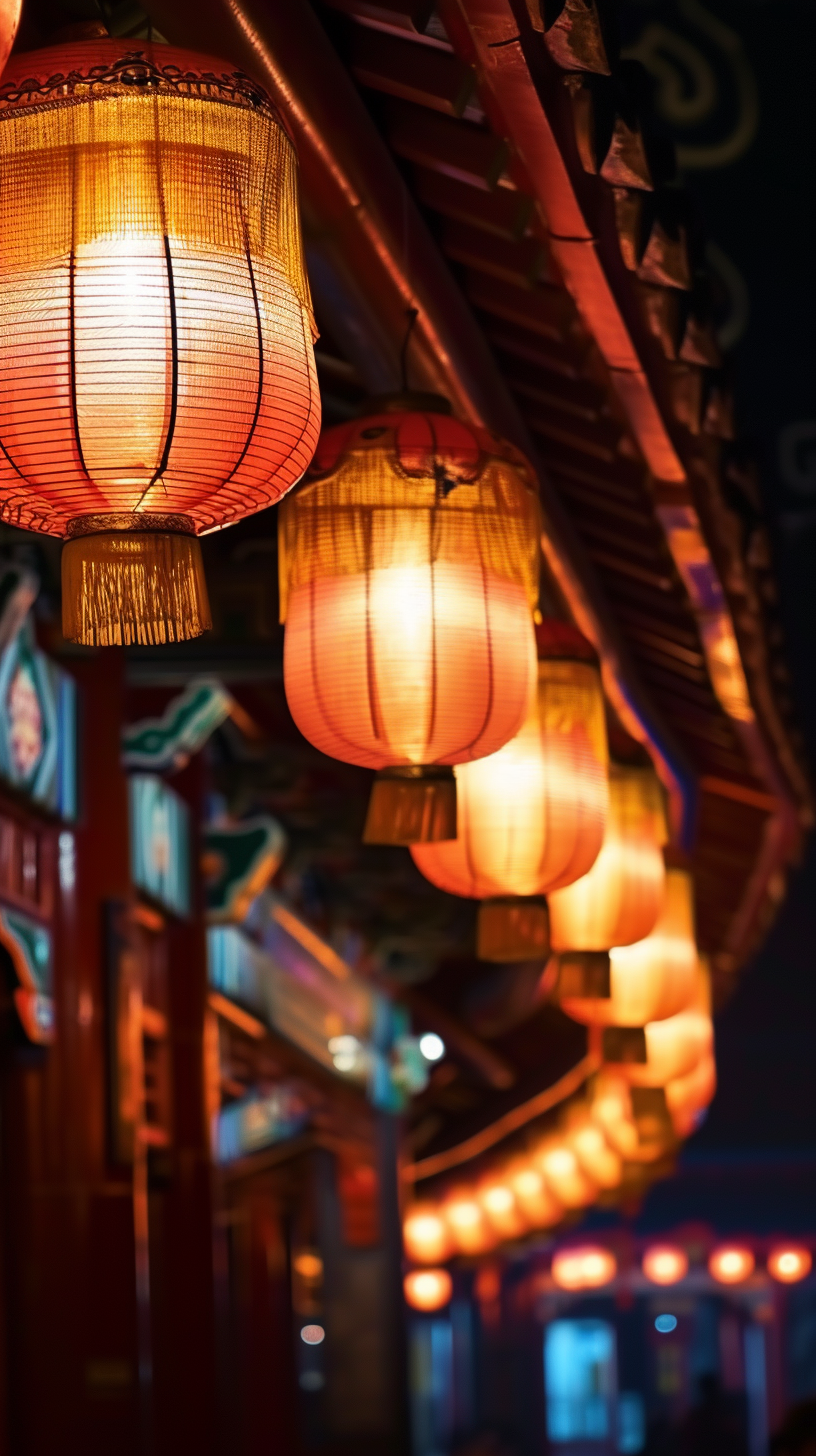 古色古香的中式灯笼点亮传统节日氛围