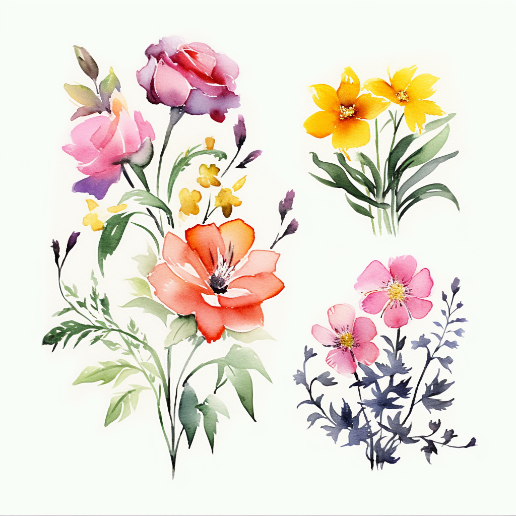 缤纷水彩花卉图壁纸素材
