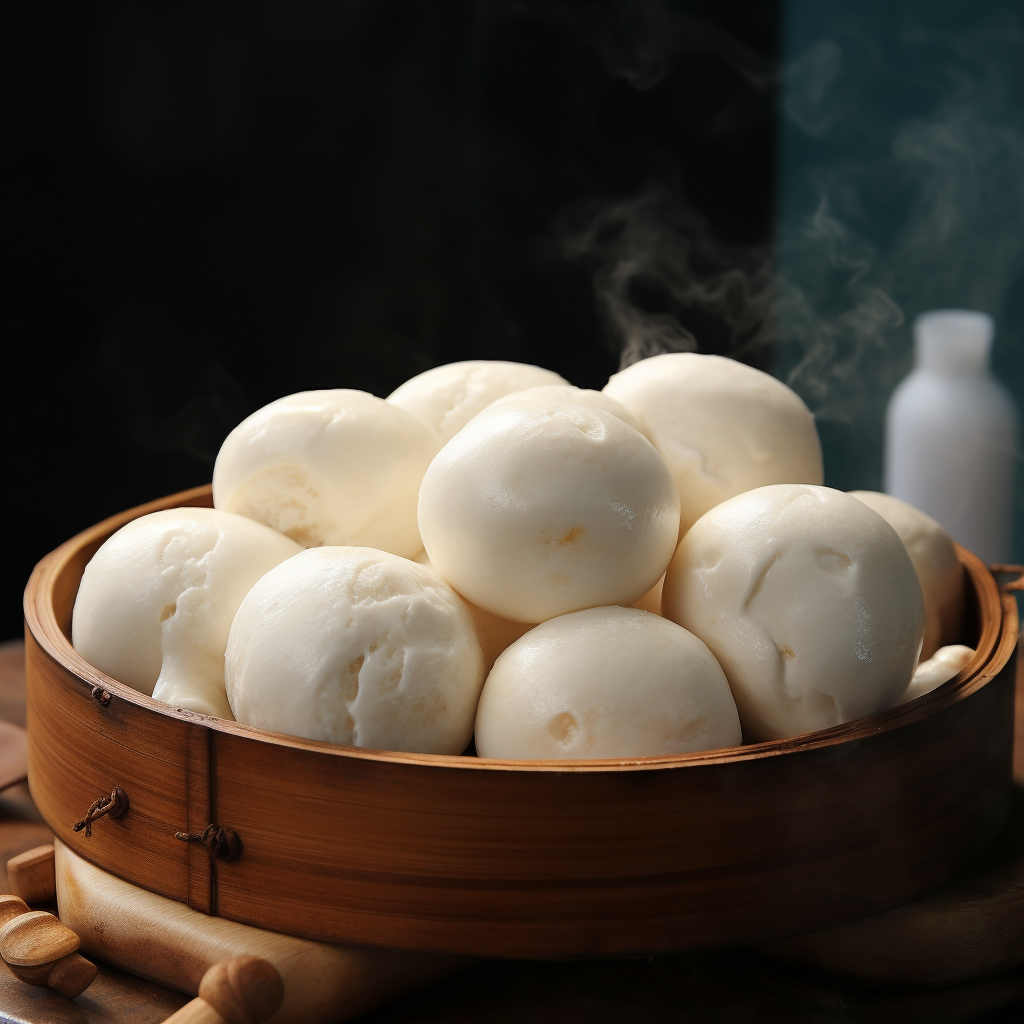 热气腾腾的美味馒头传统中式早餐