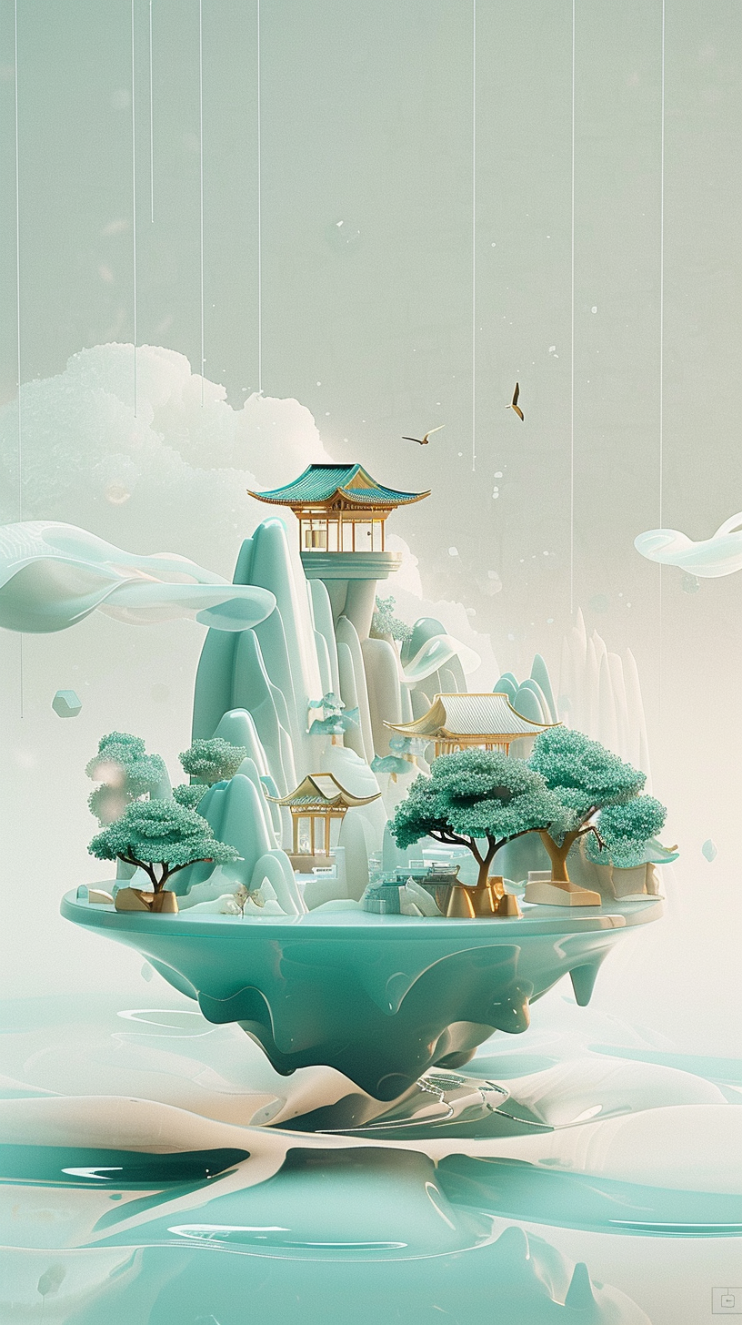 唯美3D古风仙境壁纸中式韵味